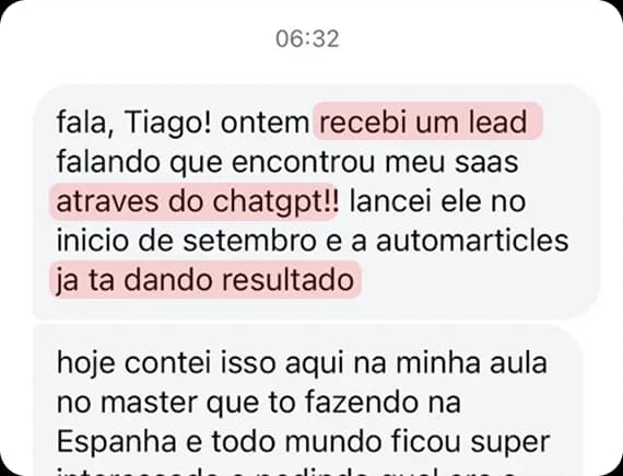 Lead que chegou pelo ChatGPT