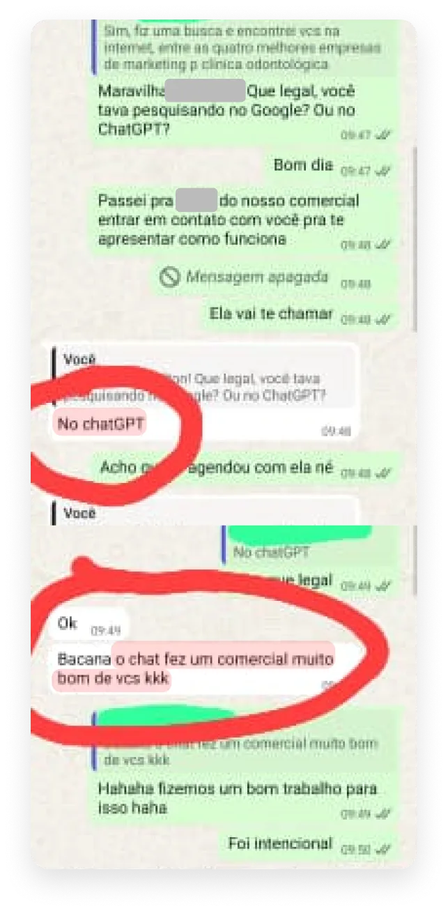 Cliente que encontrou a empresa pelo ChatGPT