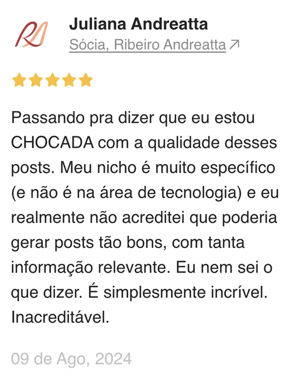 Juliana Andreatta: chocada com a qualidade dos posts