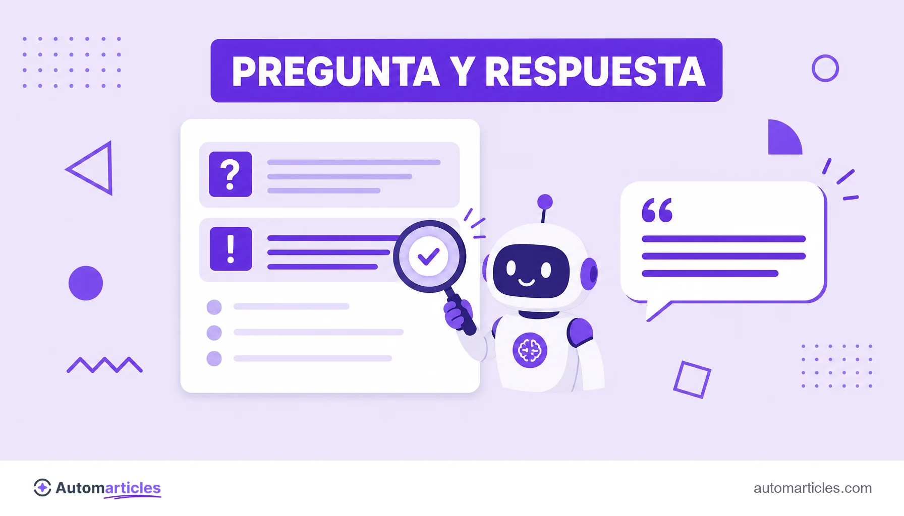 Ilustración de un asistente de IA que lee un contenido en formato de pregunta y respuesta y extrae la respuesta correcta.