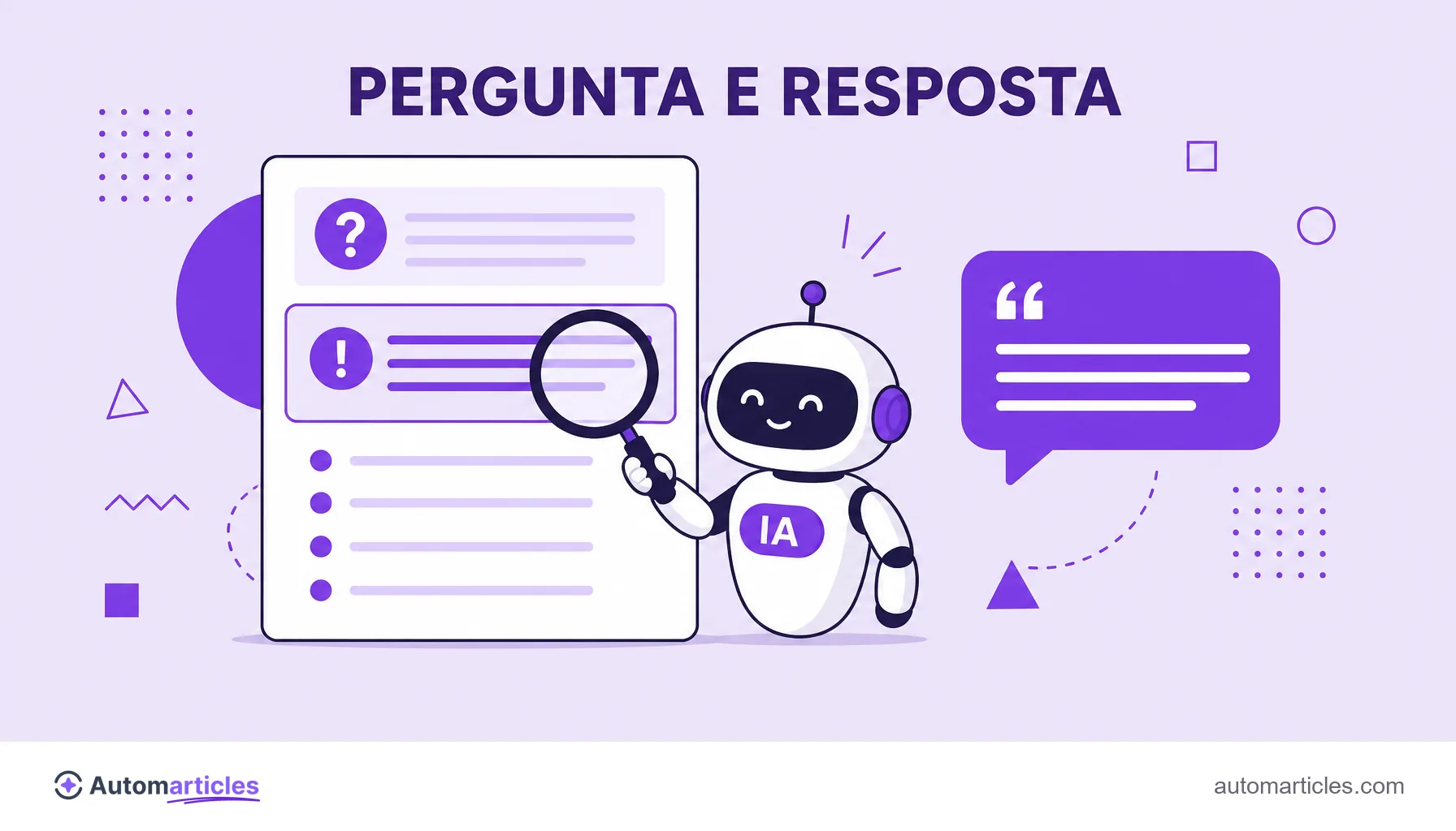 Ilustração de um assistente de IA lendo um conteúdo em formato de pergunta e resposta e extraindo a resposta certa.