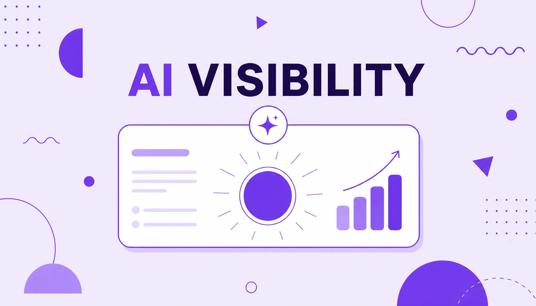 Ilustração de uma marca em destaque dentro de uma resposta de IA com um medidor ao lado, representando a AI visibility.