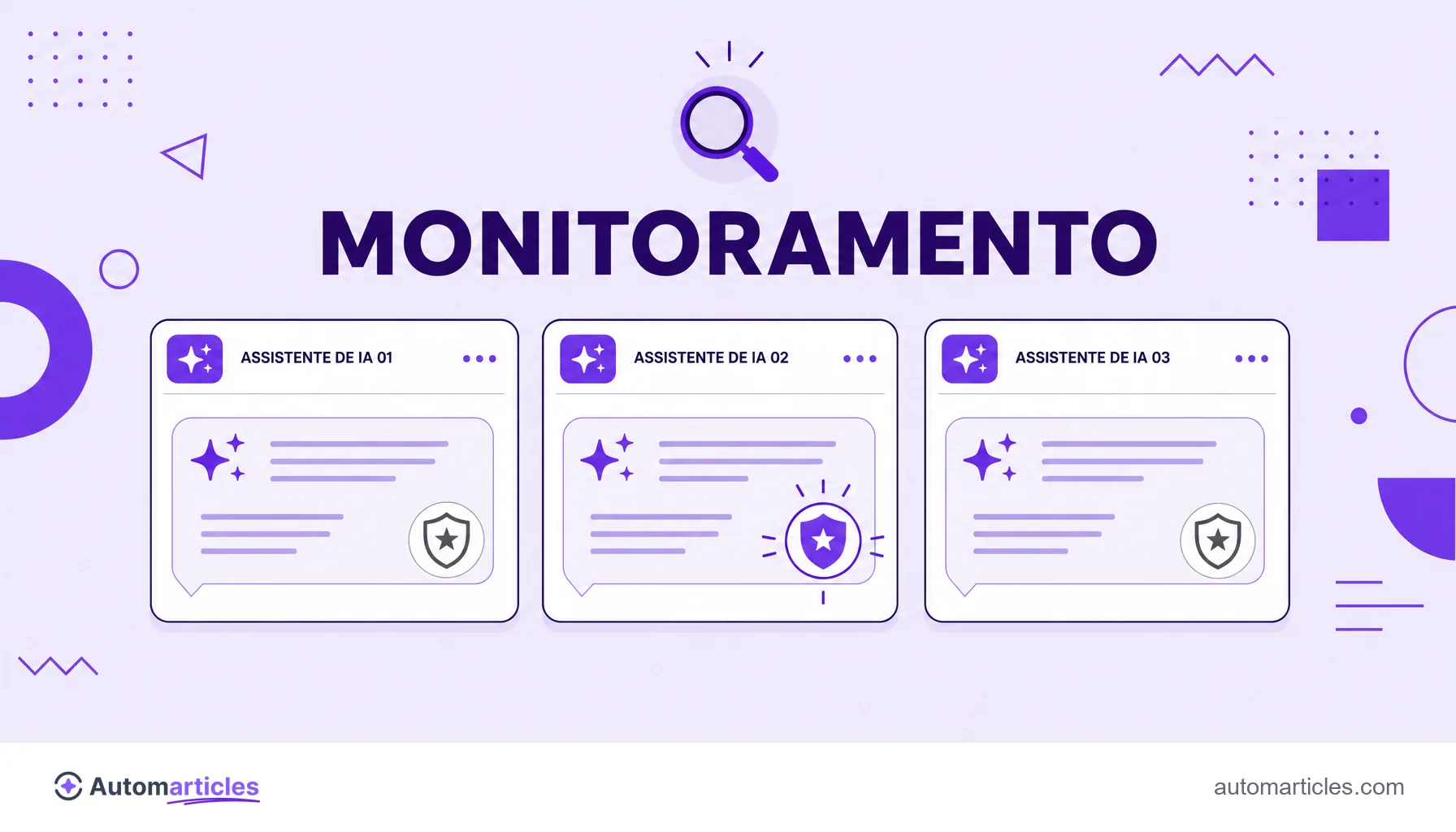 Ilustração de um painel comparando a presença de uma marca nas respostas de vários assistentes de IA.
