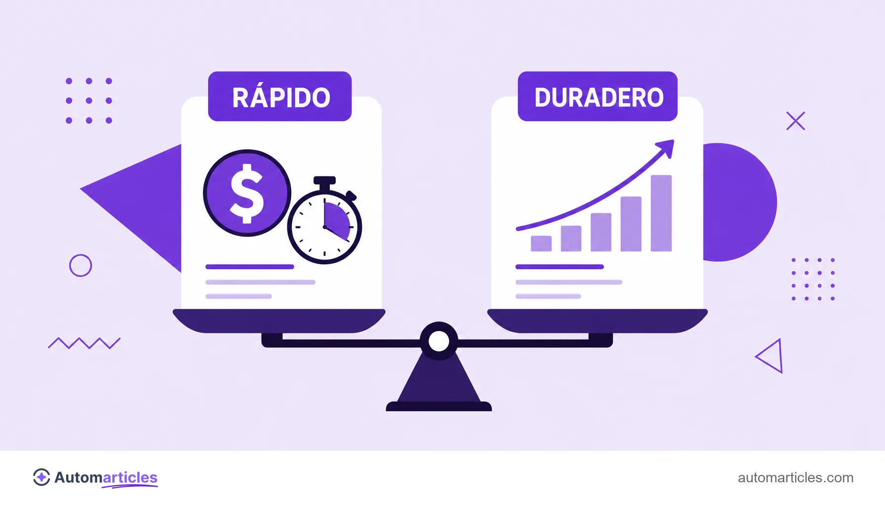 Ilustración que compara un canal de adquisición rápido y de pago con un canal orgánico duradero, para elegir el mejor equilibrio.