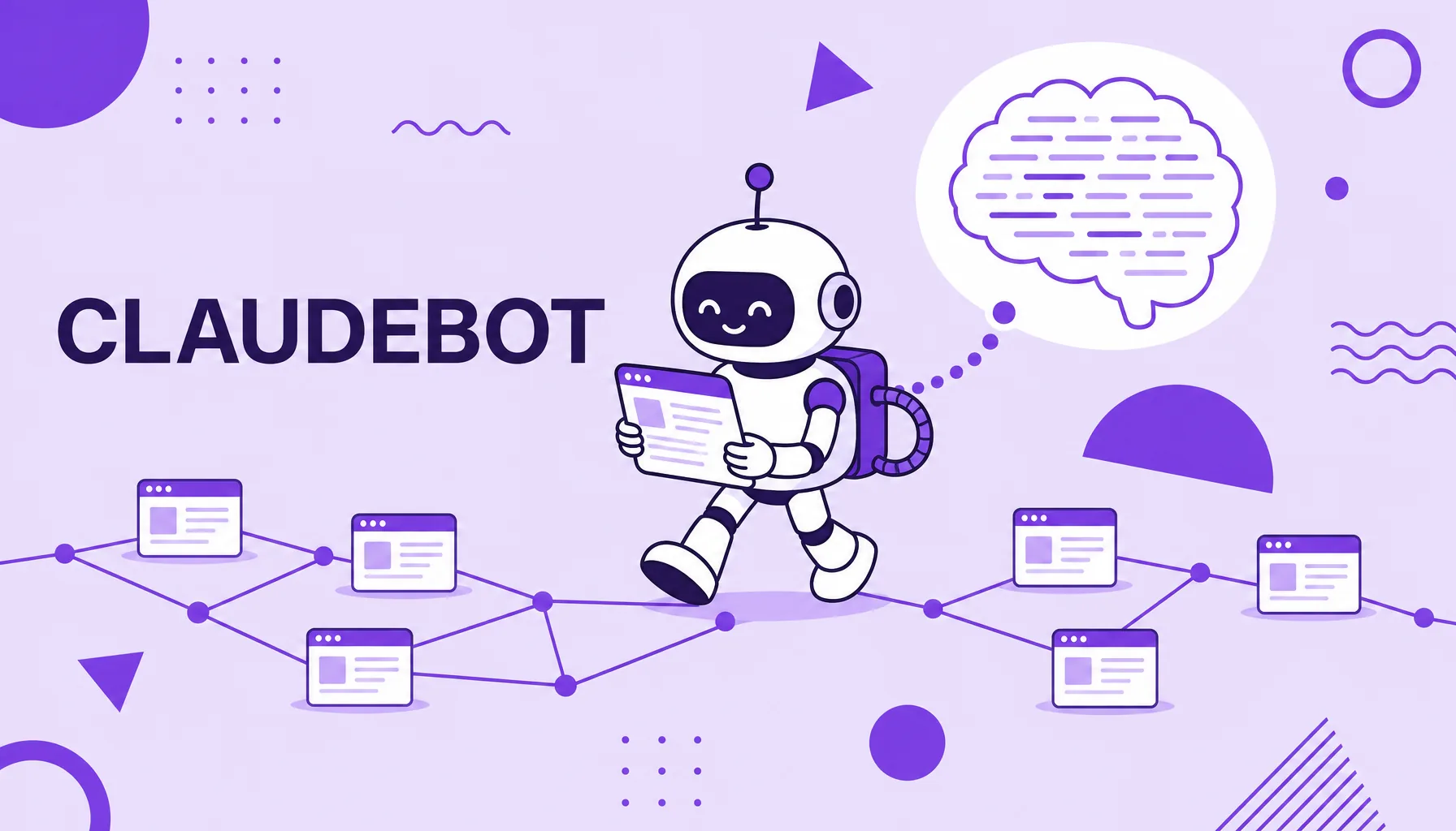 Ilustración de un robot rastreador de IA leyendo páginas de la web y llevando el contenido a un modelo, que representa el ClaudeBot de Anthropic.