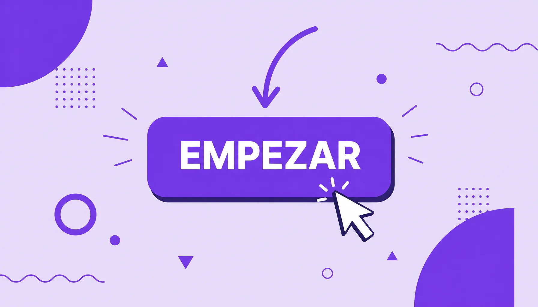 Ilustración de un gran botón de llamada a la acción con un cursor haciendo clic, que representa un CTA que invita al usuario a actuar.