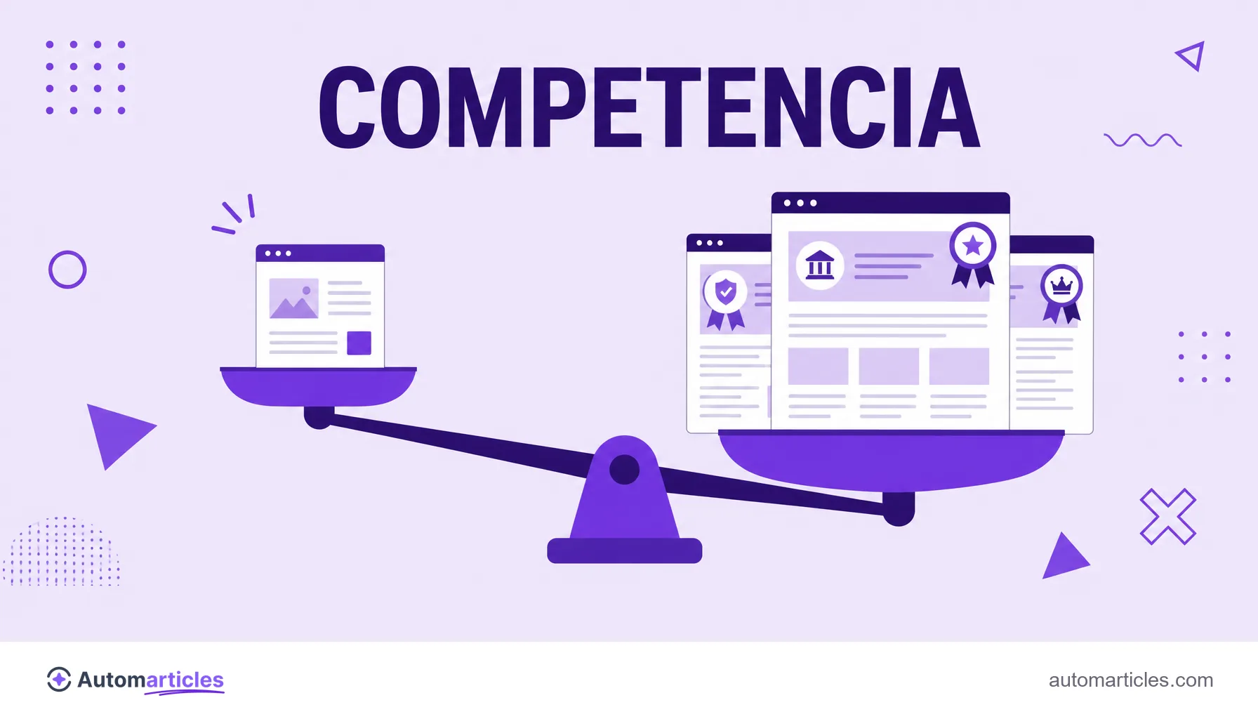 Ilustración de una balanza que compara la página de tu sitio con los competidores fuertes del top de la SERP, que representa la evaluación de la dificultad de palabra clave.