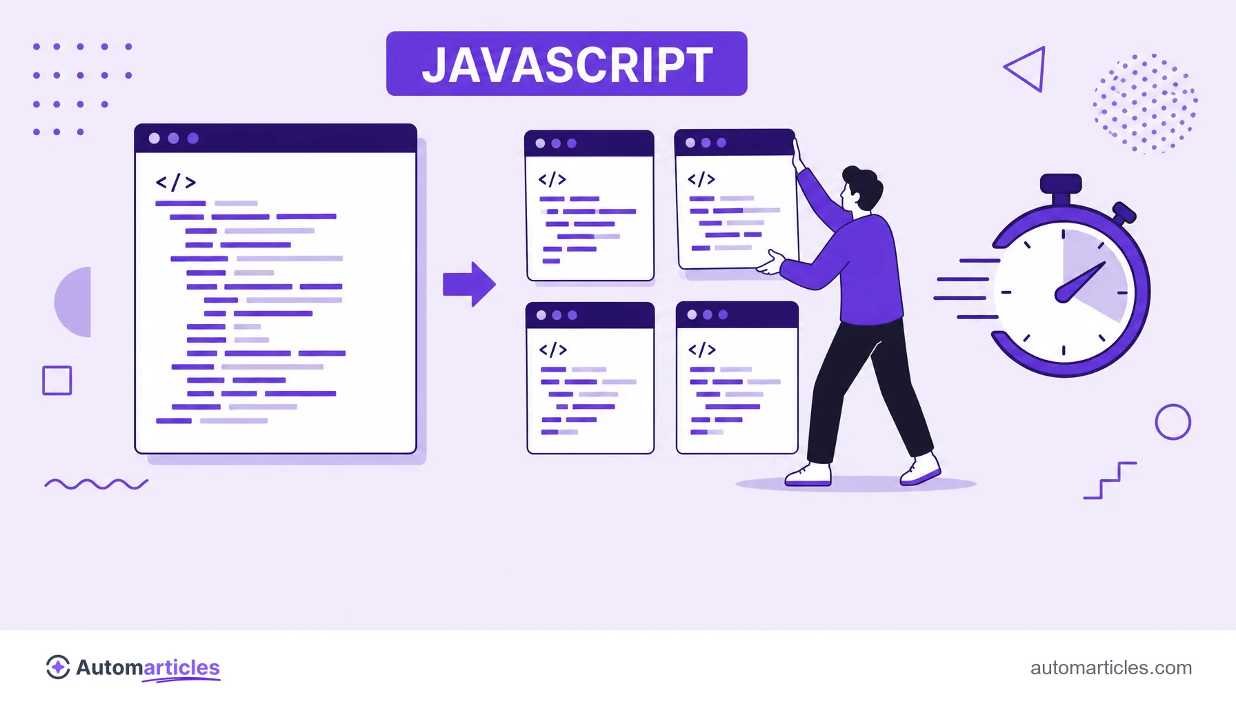Illustration of a large JavaScript block being split into smaller blocks to improve the page's responsiveness.