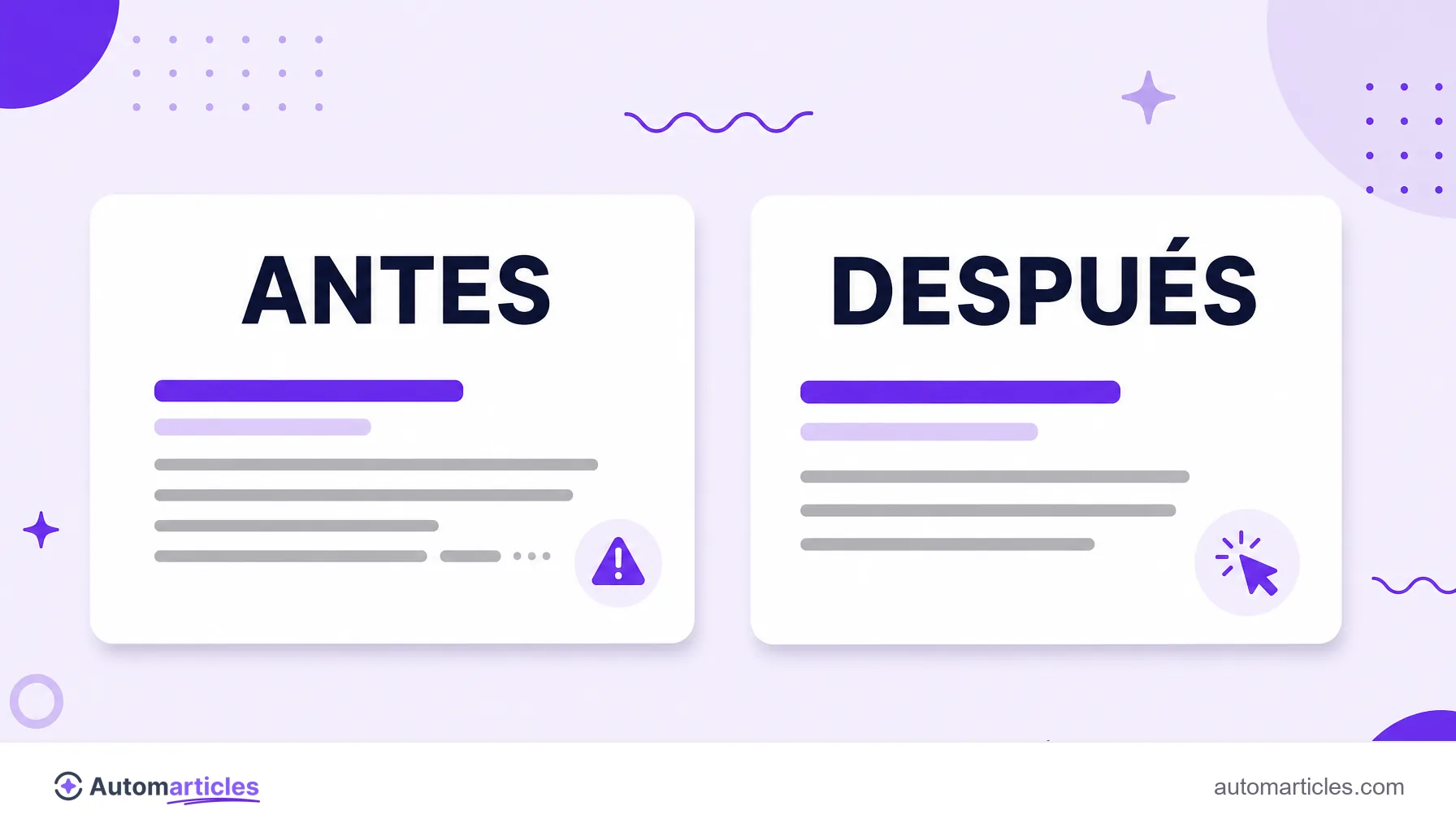 Comparación antes y después de una meta description, con la versión genérica de un lado y la versión optimizada y con más clics del otro.