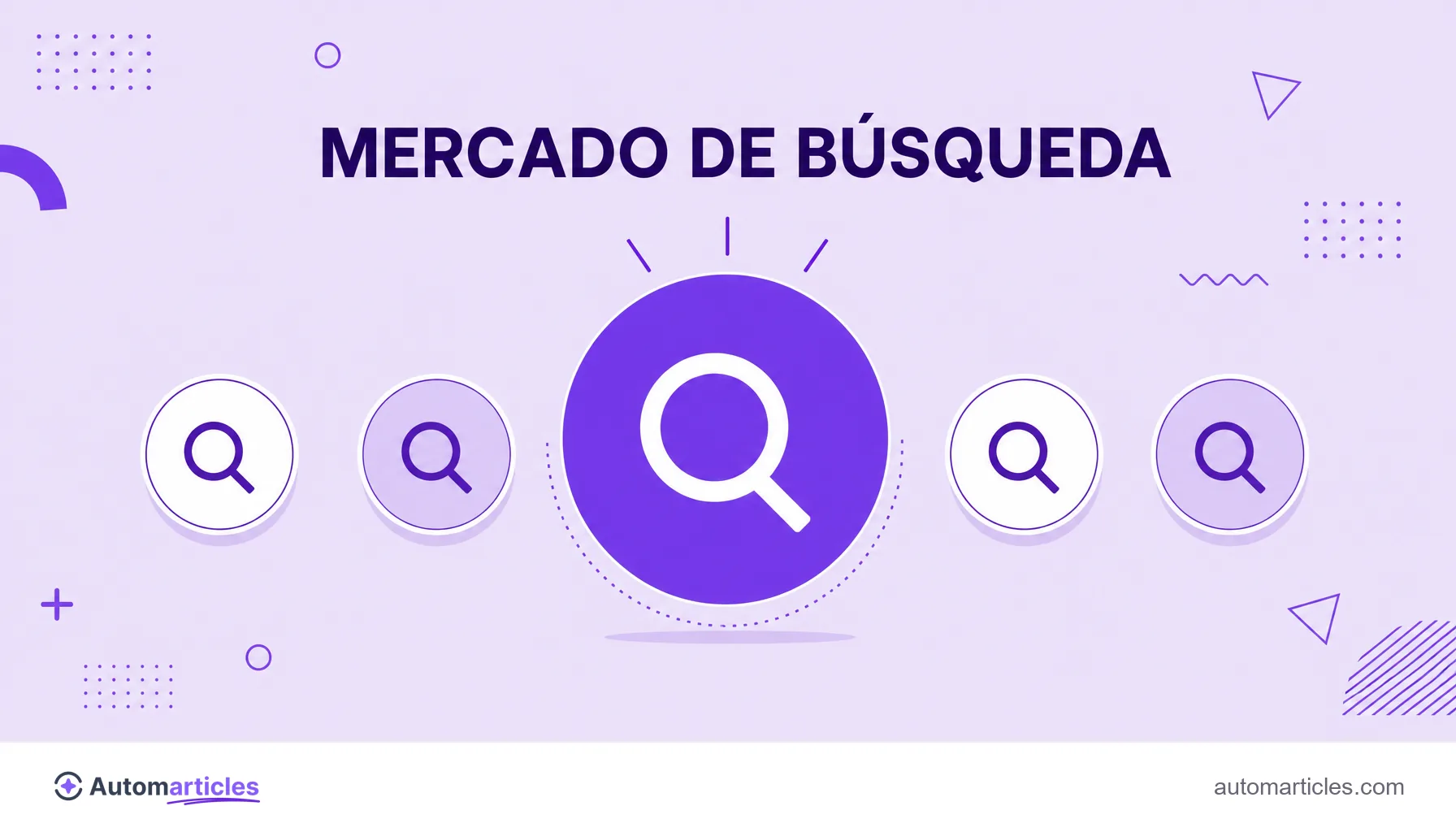 Ilustración de varios iconos de motores de búsqueda uno al lado del otro, con uno mucho mayor que representa el liderazgo del mercado.