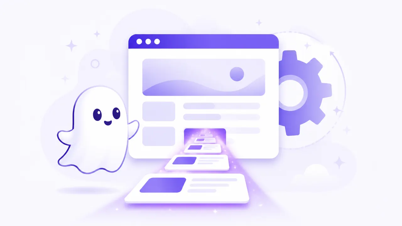 Blog no Ghost recebendo artigos de uma automação de conteúdo