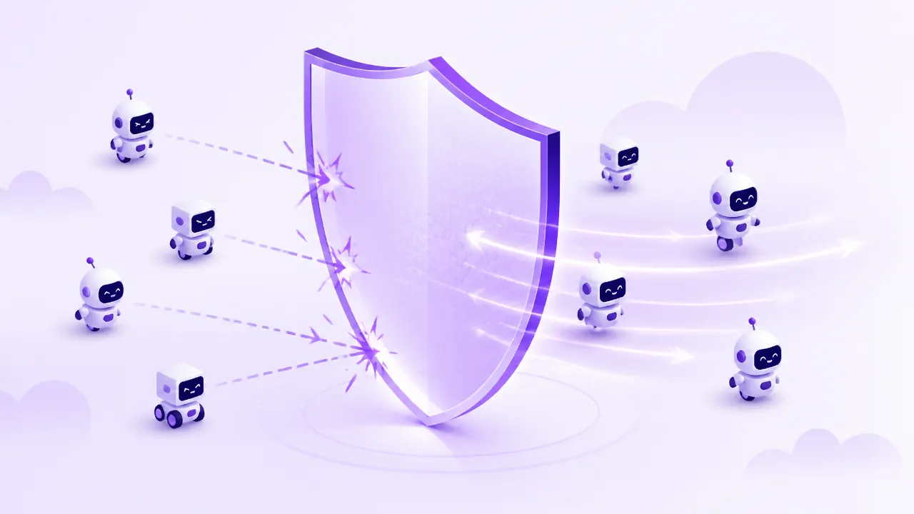 Escudo de proteção filtrando robôs de inteligência artificial