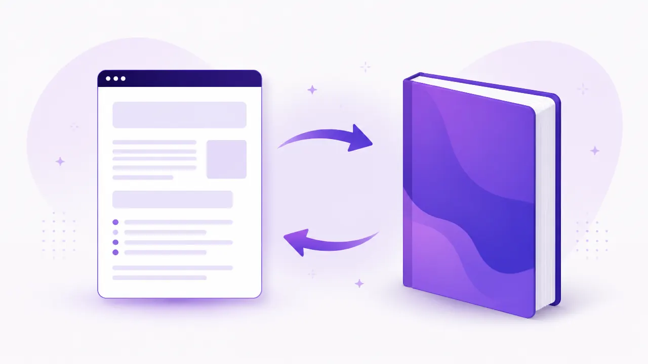 Editor de artigo aberto no modo ebook, ao lado do PDF gerado